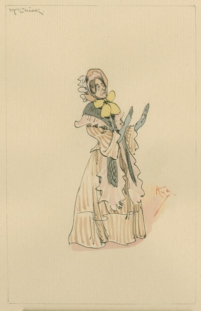 Mrs. Chick, ca. 1920er (Feder und Tinte mit Aquarell auf Papier) von Joseph Clayton Clarke